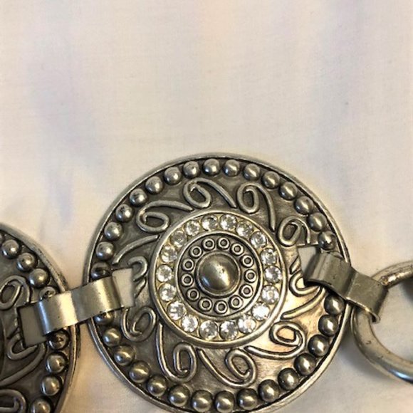 Vintage Chico\'s Leather, Rhinestone & Silver Belt